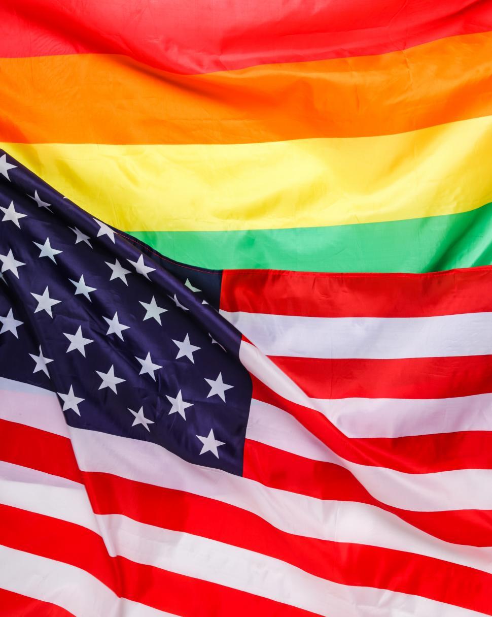 Free Image of USA and Rainbow Pride flag 