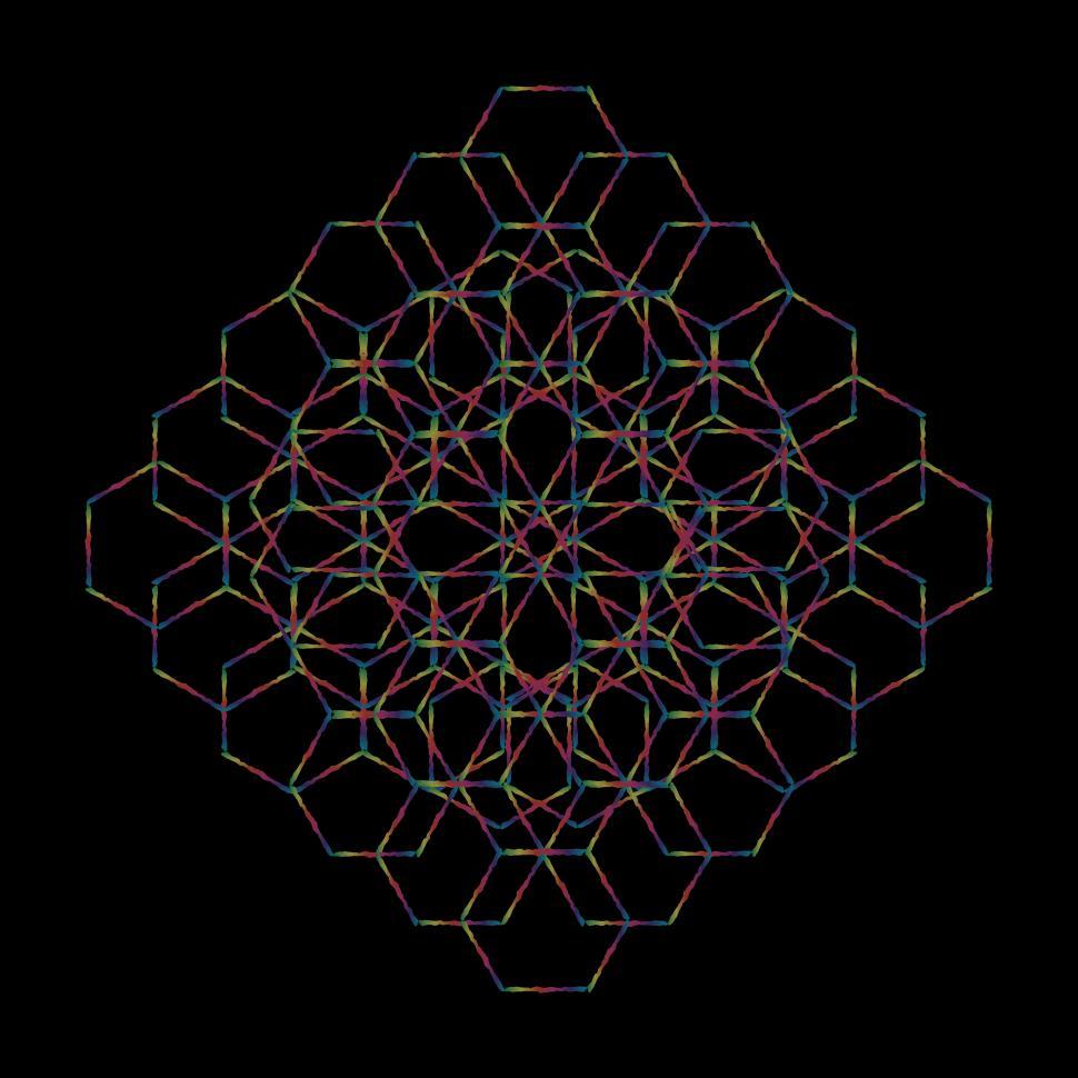 Free Image of Complex Hexagon Pattern on Black  