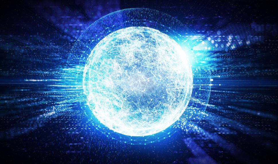 Free Image of Bright White Sphere - Technology Background 