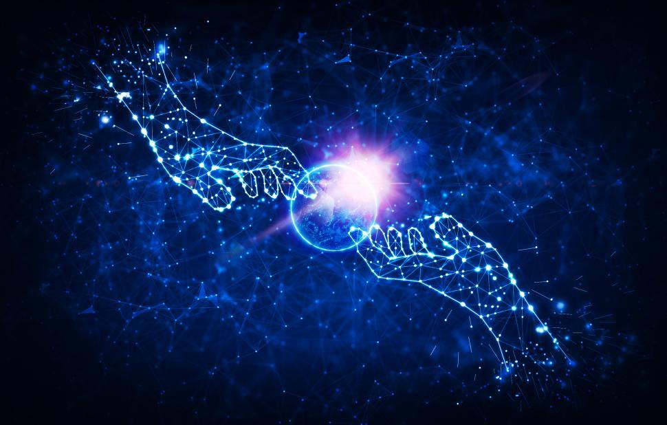 Free Image of Digital Transformation Concept - Open Digital Hands with Energy  