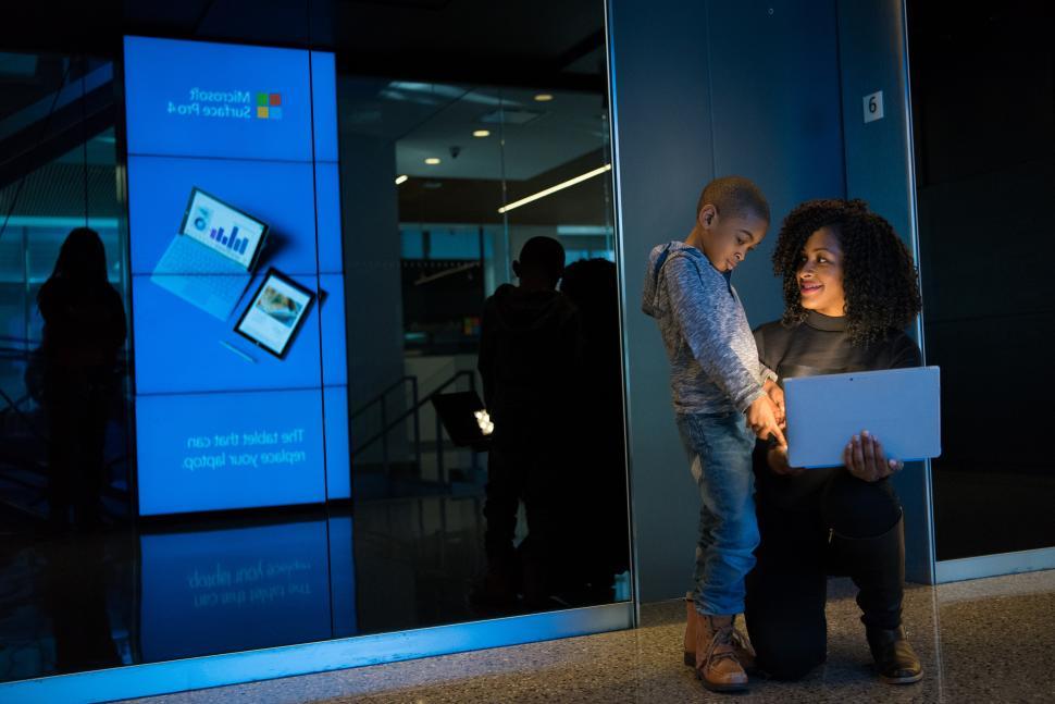 Free Image of Mother and little son with laptop 