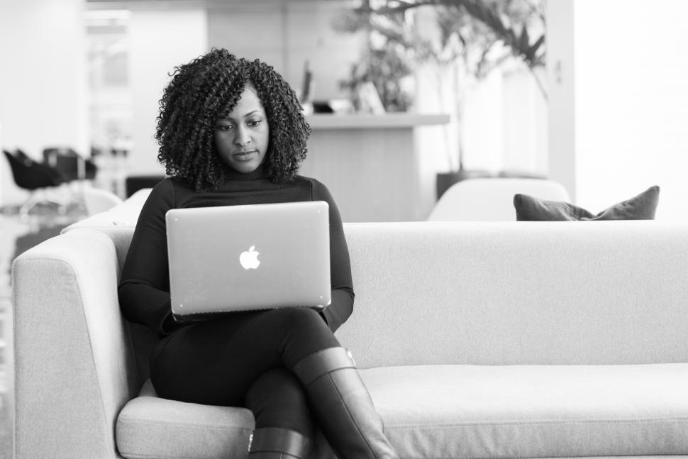 Free Image of Businesswoman in casual clothing with laptop 