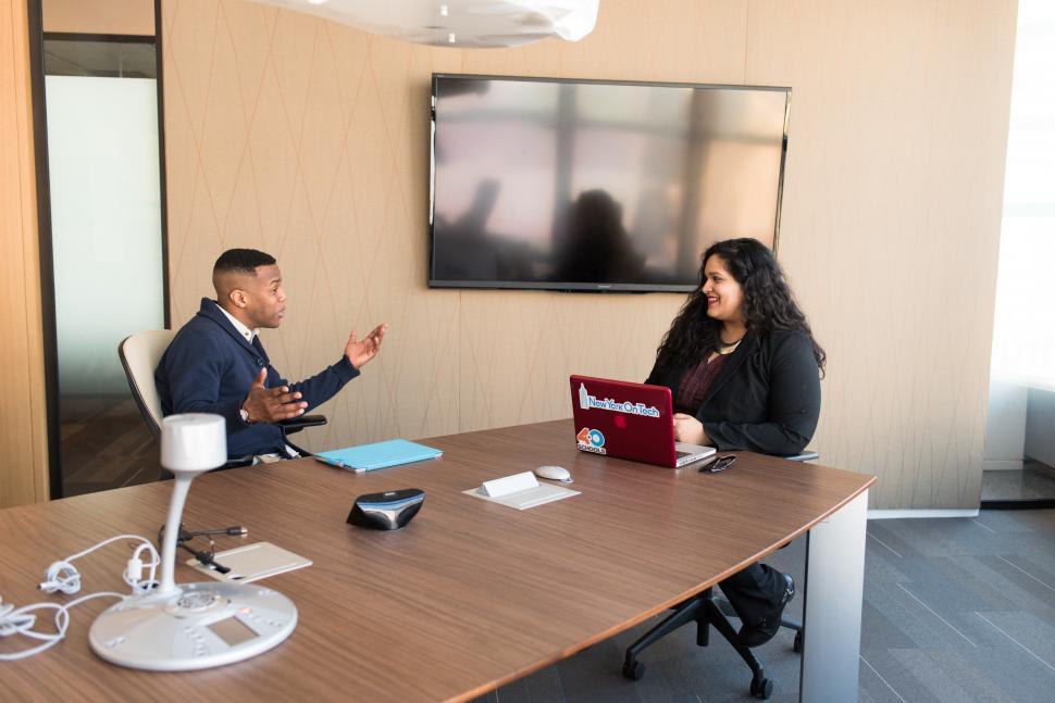 Free Image of Two business people in meeting in office 