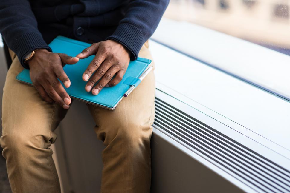 Free Image of Businessman with laptop near window 