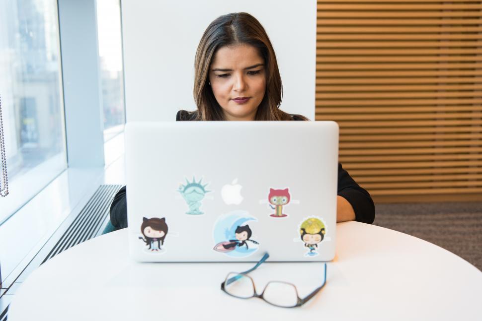 Free Image of Businesswoman in formal clothing working on laptop 