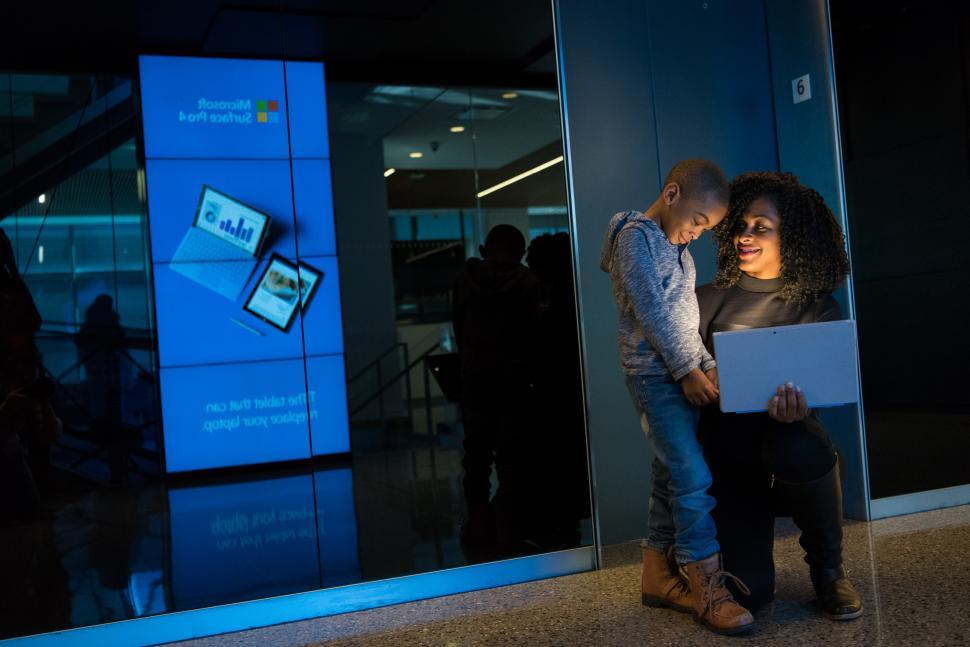 Free Image of Mother and little son with laptop 