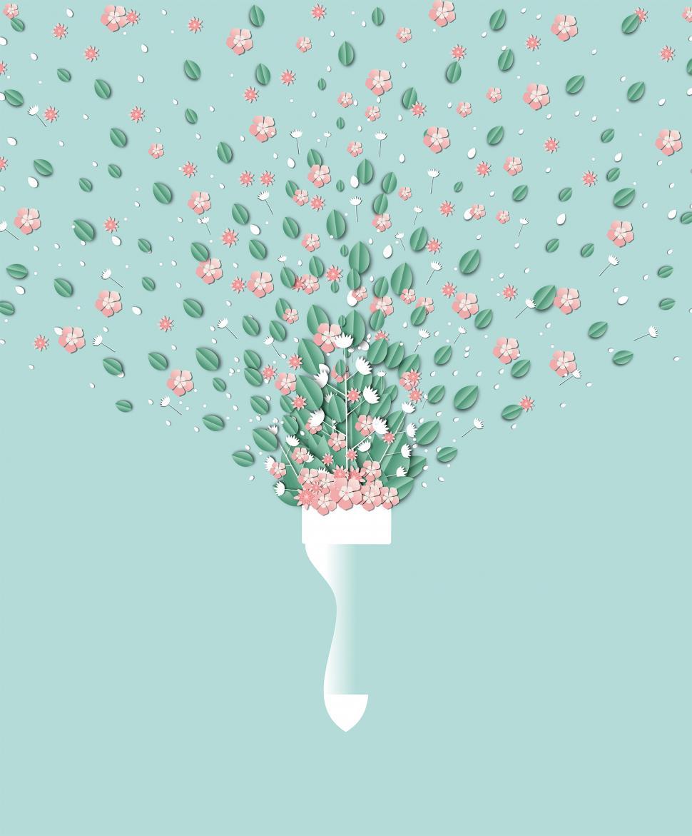 Free Image of The Arrival of Spring - Springtime - Leaves and Flowers Flying O 