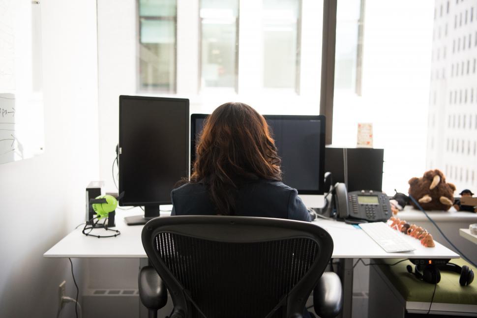 Free Image of Female executive with computer at the desk 
