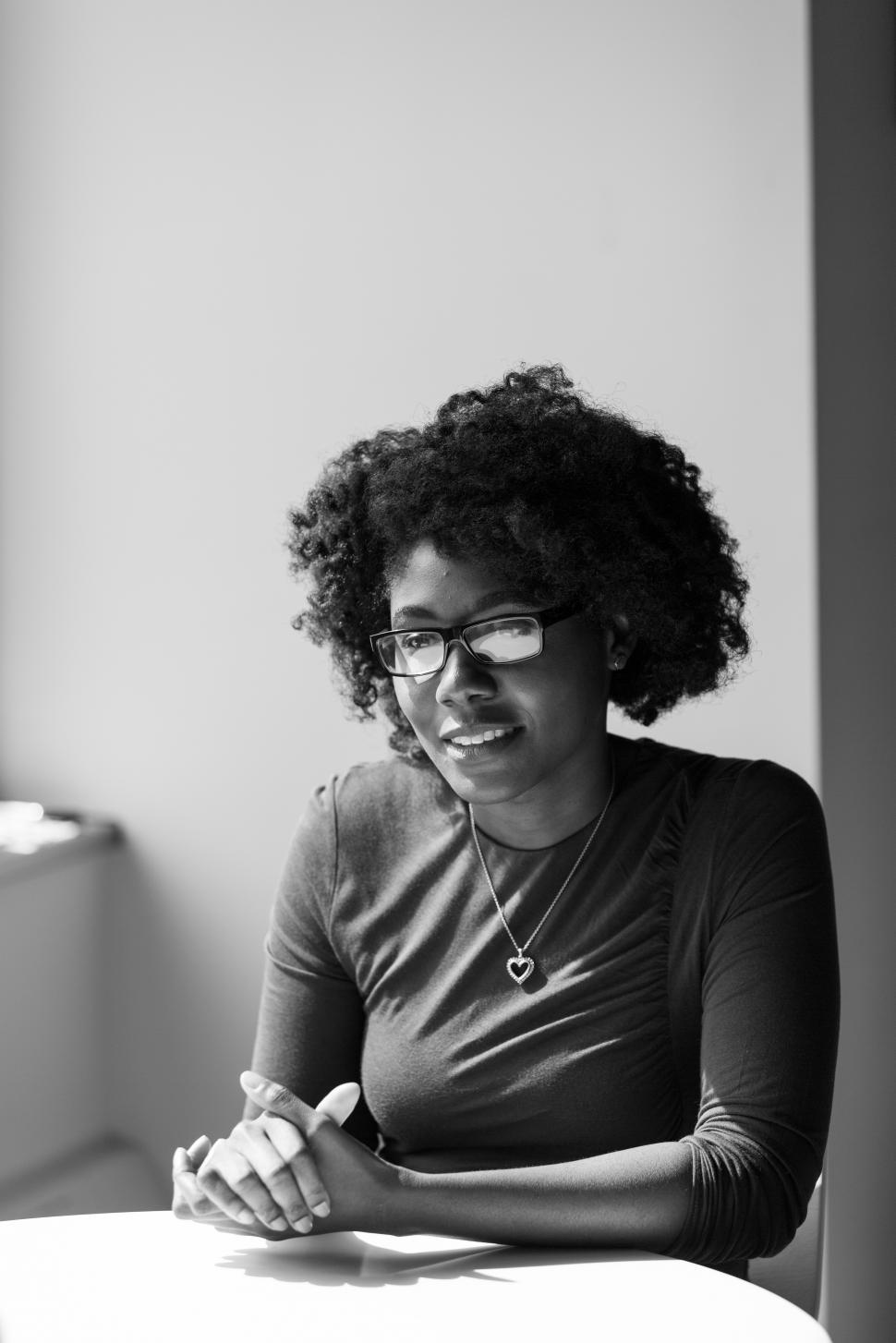 Free Image of Female entrepreneur during a meeting in office - b&w 