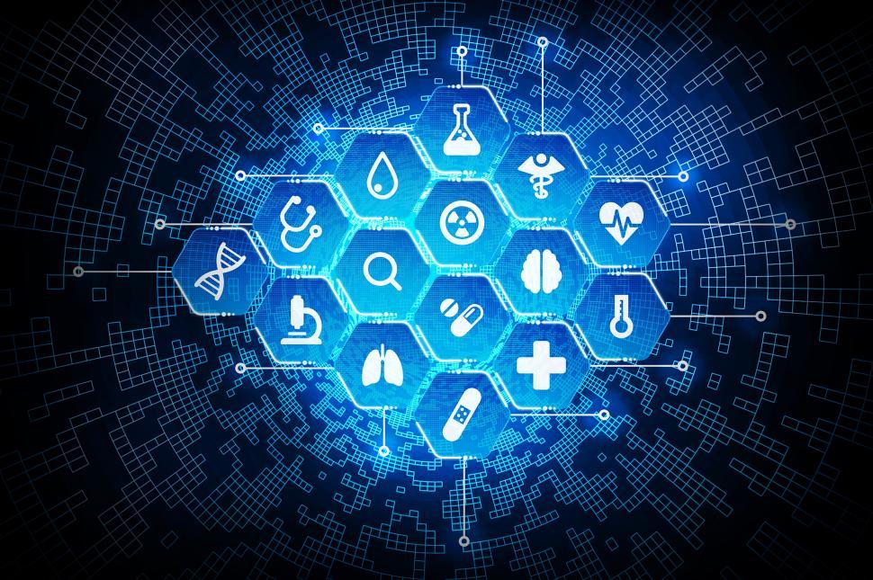 Free Image of Medical Technology Illustration - Medical Icons on Technology Ba 