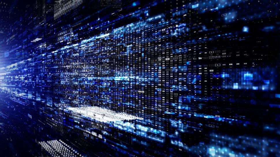 Free Image of Digital Cyberspace Concept with Data Flowing Within Network 