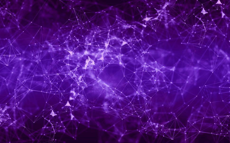 Free Image of Abstract Network with Nodes - Digital Grid - Purple Background 