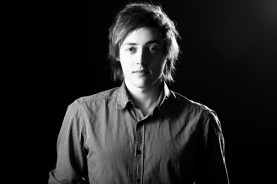 Free Image of Young guy in black and white 