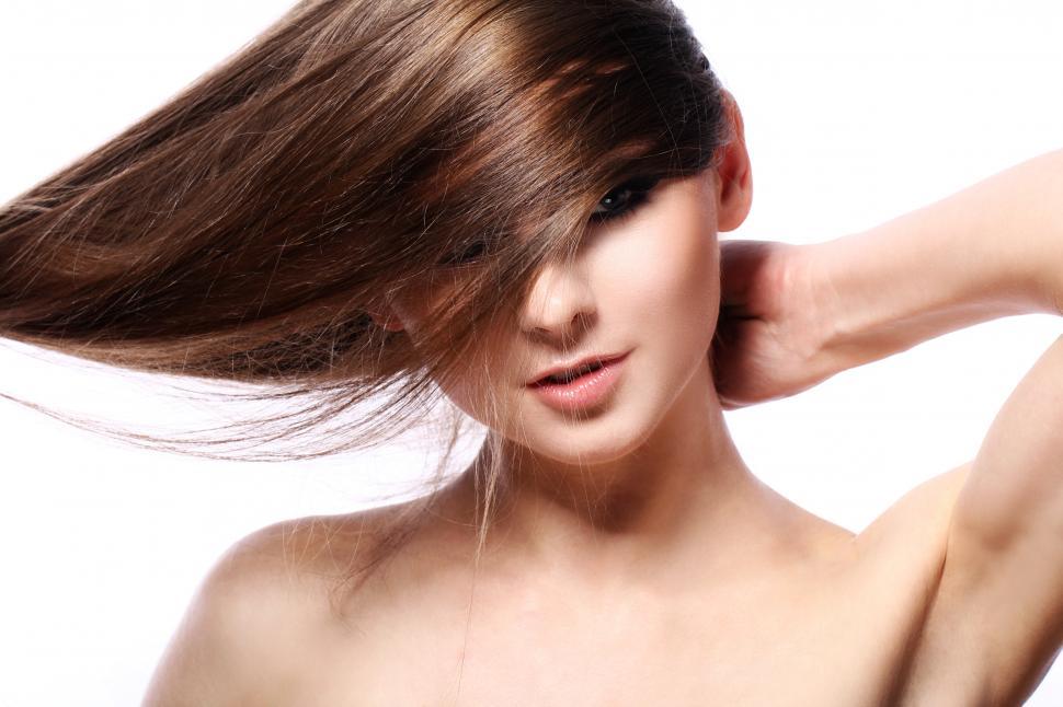 Free Image of Hair covering eye of a young woman 