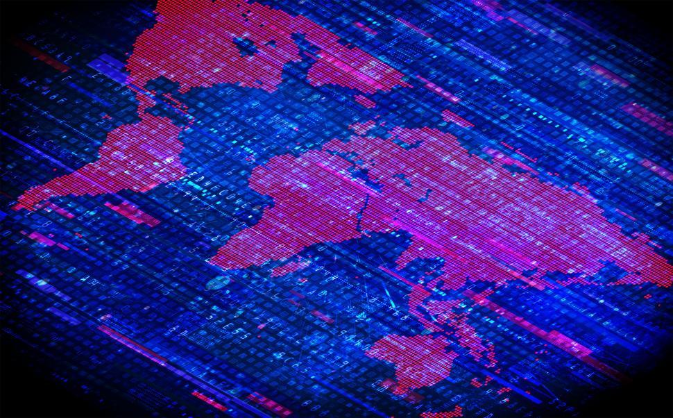 Free Image of World Map on Tech Background - Worldwide Digital Transformation 