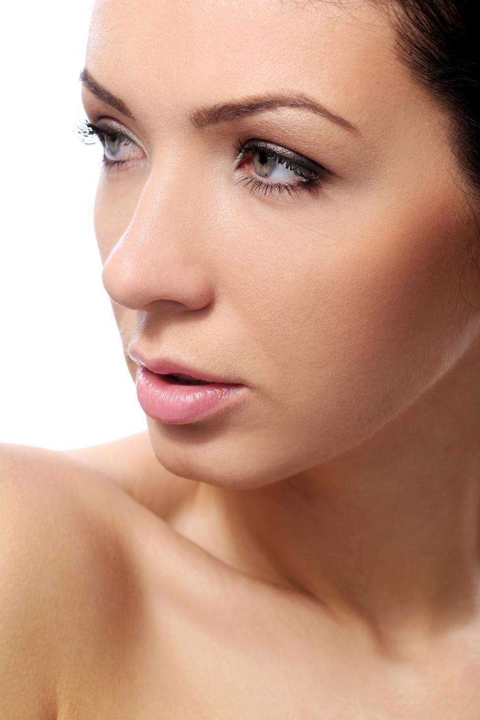 Free Image of Young woman with serious look and perfect skin 