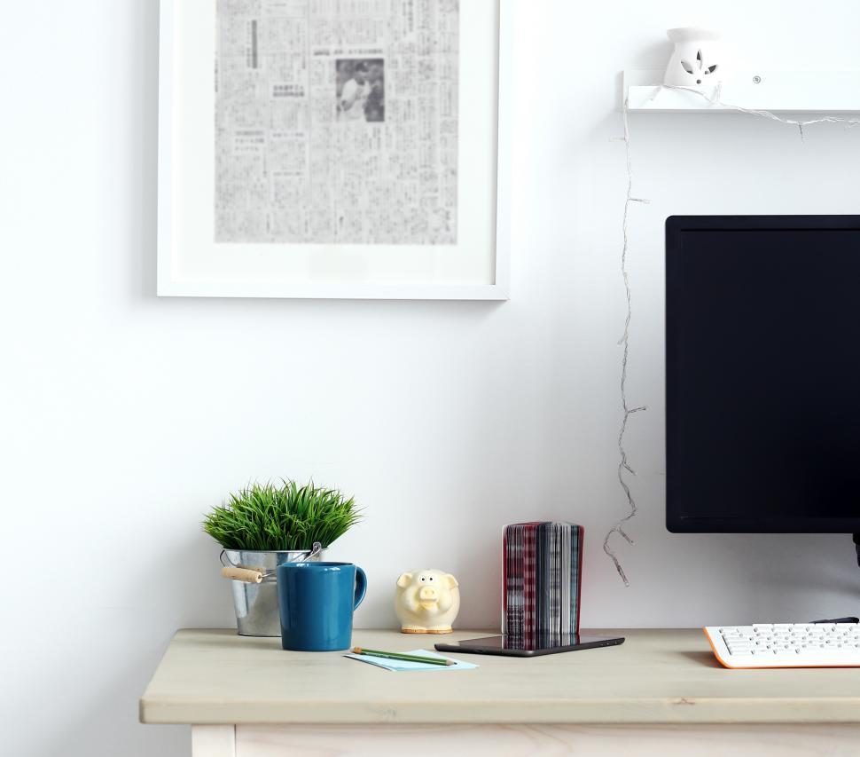 Free Image of Workspace. Objects on the table with computer 