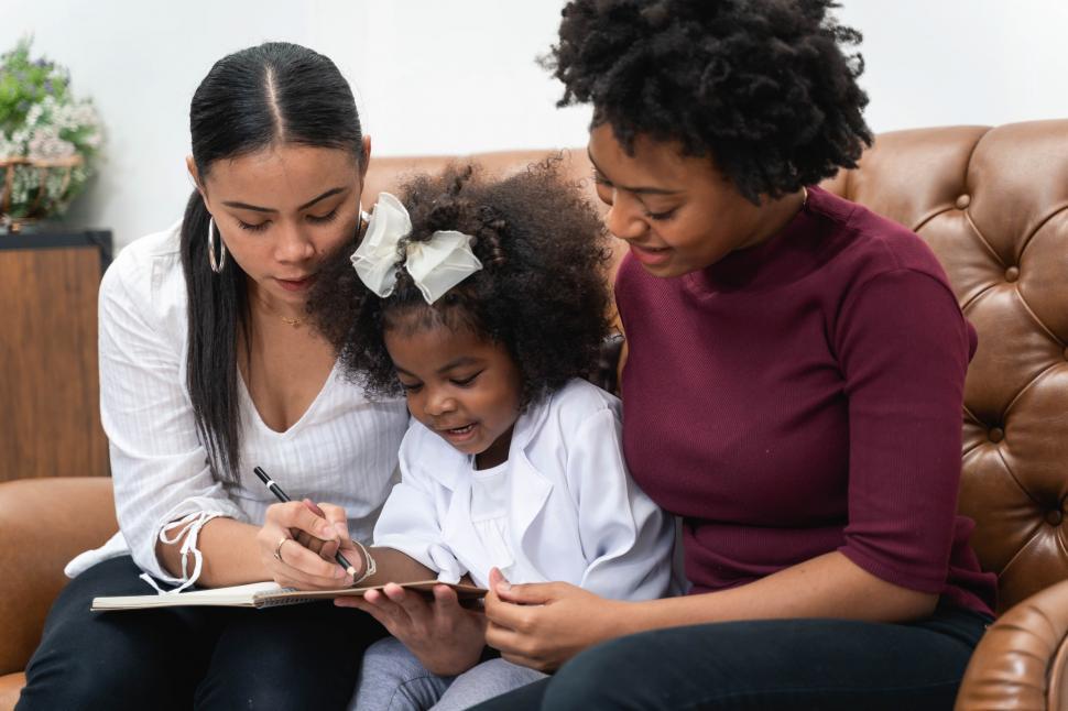 Free Image of LGBT Lesbian Couple, Happy Family 