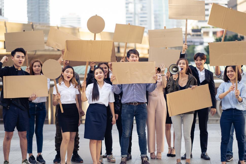 Free Image of Activists with blanks signs - fill in your own 