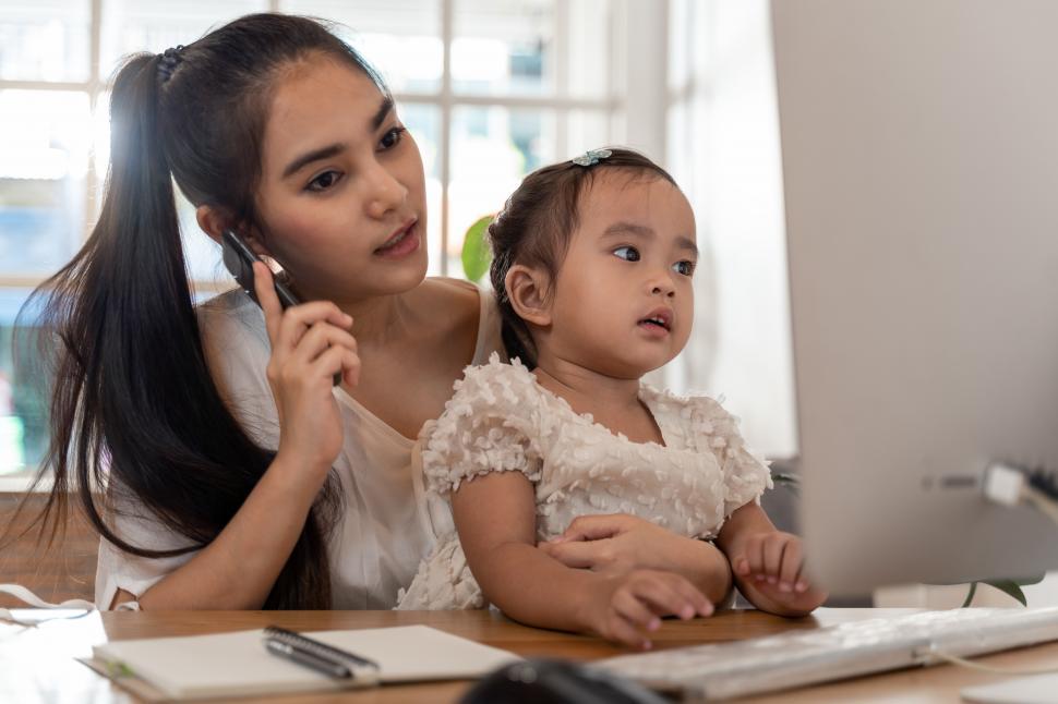Free Image of Work from home with a small child 