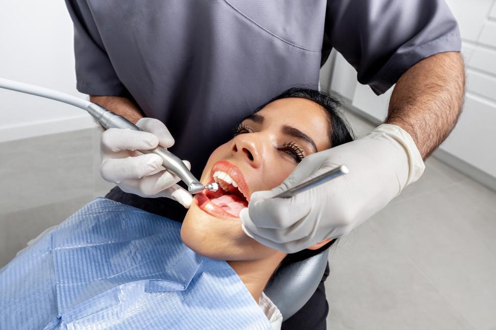 Free Image of Woman having teeth cleaned 