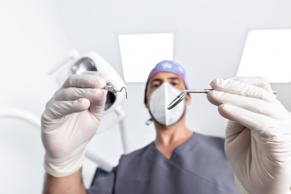 Free Image of Patient POV of dental exam 