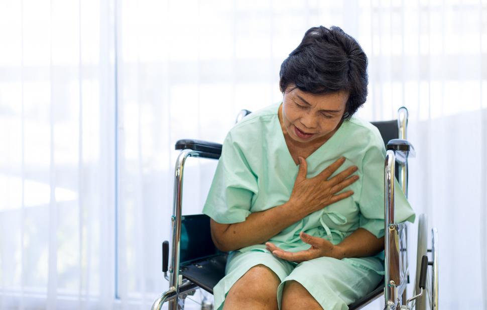 Free Image of Ageimg woman with heart disease. 
