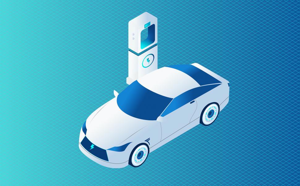Free Image of Electric Vehicle and Electric Charging Station - Illustration 