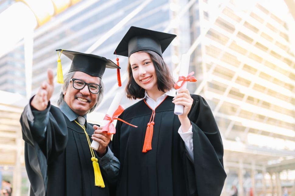 Free Image of Graduates in cap and gown 