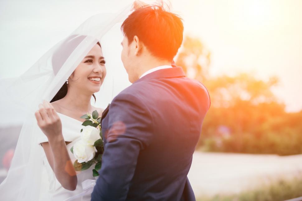 Free Image of Groom lifting the veil 