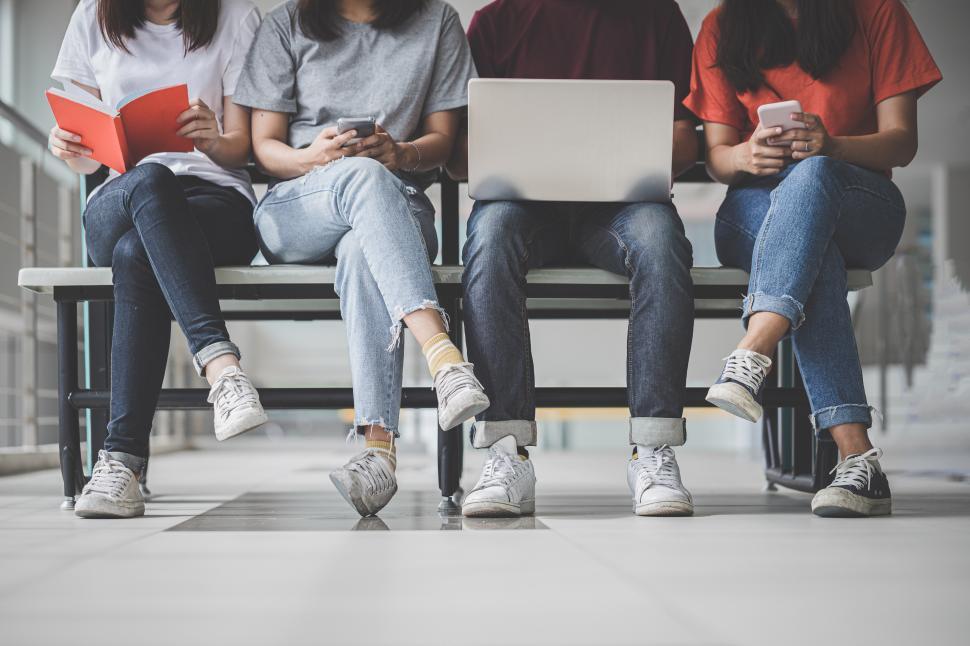 Free Image of Anonymous students sit and work 