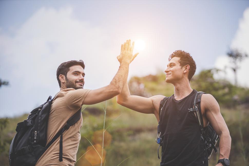 Free Image of Hiking high five 