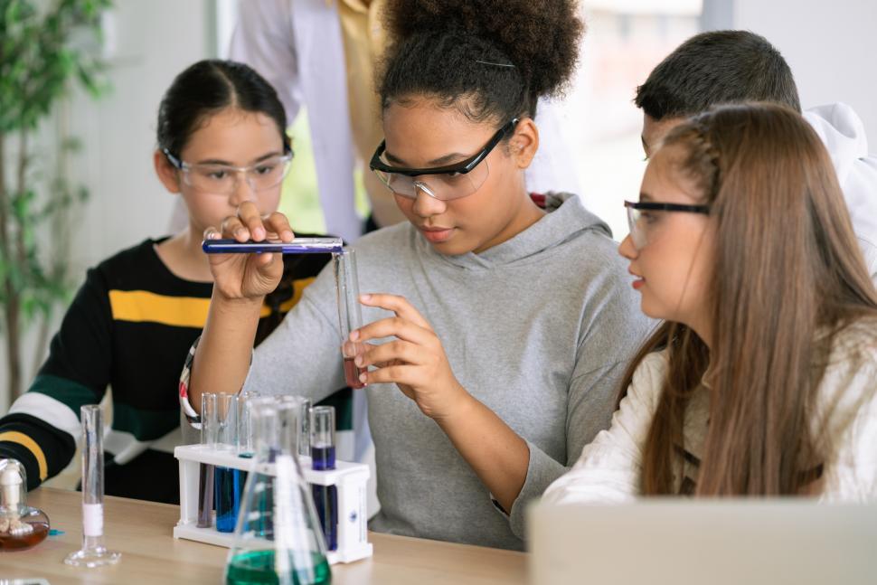 Free Image of Diverse group of students in protective eyewear  