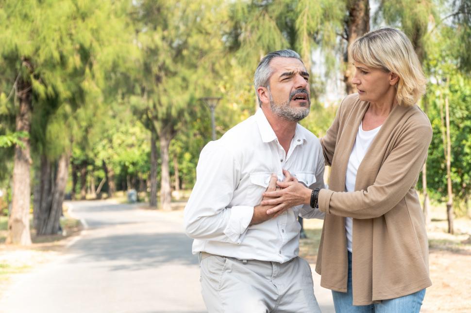 Free Image of Senior man suffering and having chest pain 