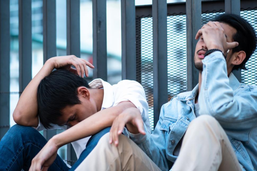Free Image of Two stressed unemployed men from world economic crisis 