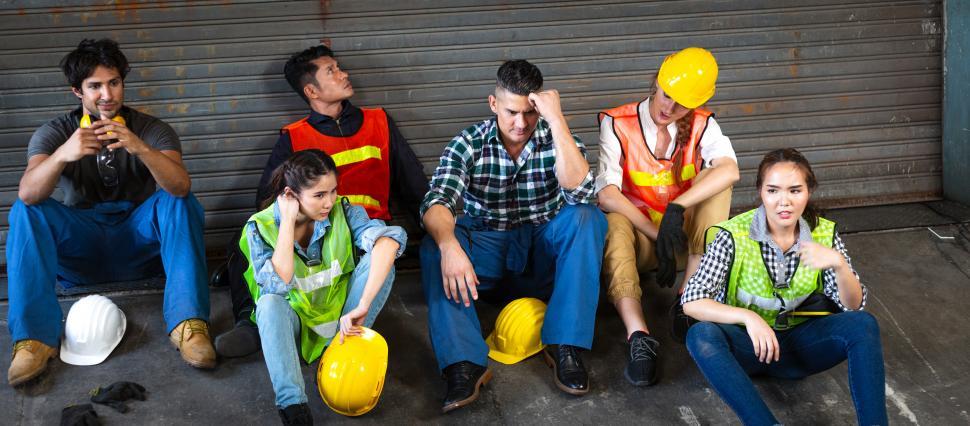 Free Image of Depressed group of industrial worker tired of work or losing jobs 