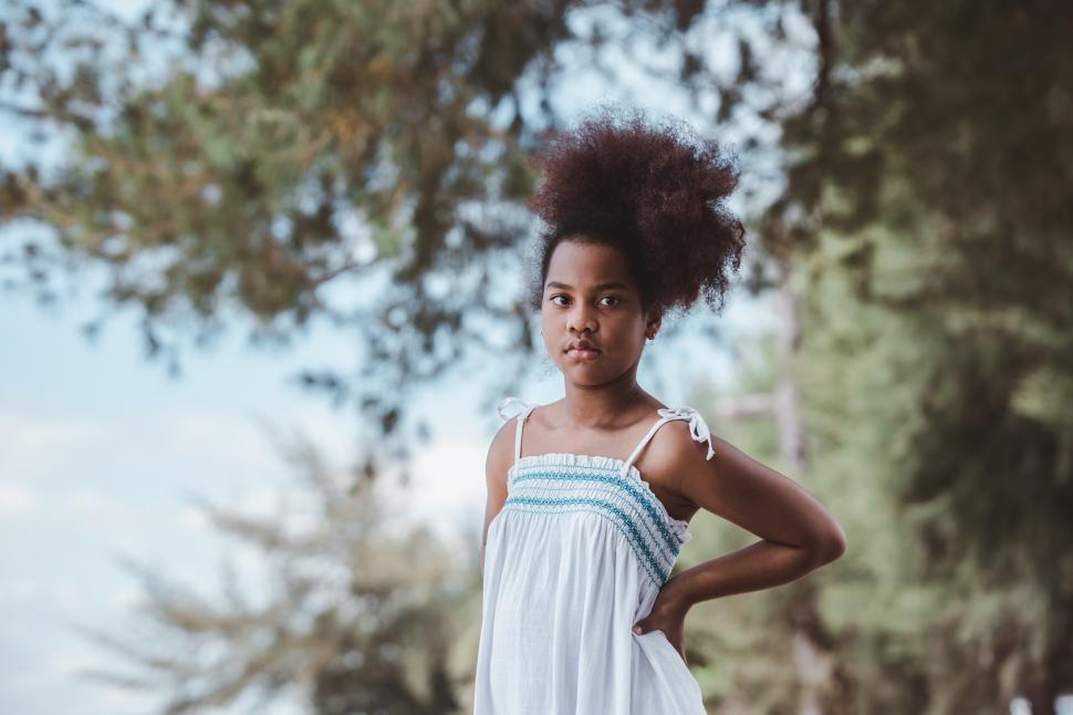 Free Image of portrait of confident girl standing in outdoor park 