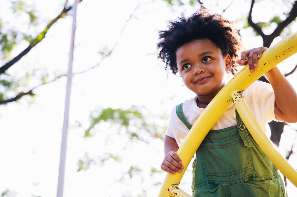 Free Image of Cute little kid having fun on playground 