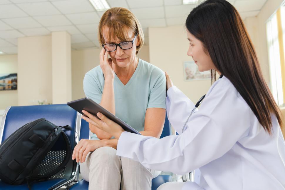 Free Image of Patient reacts to bad news with medical provider 