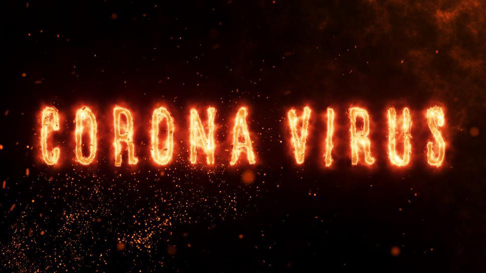 Free Image of CORONAVIRUS text with fire burn effect 