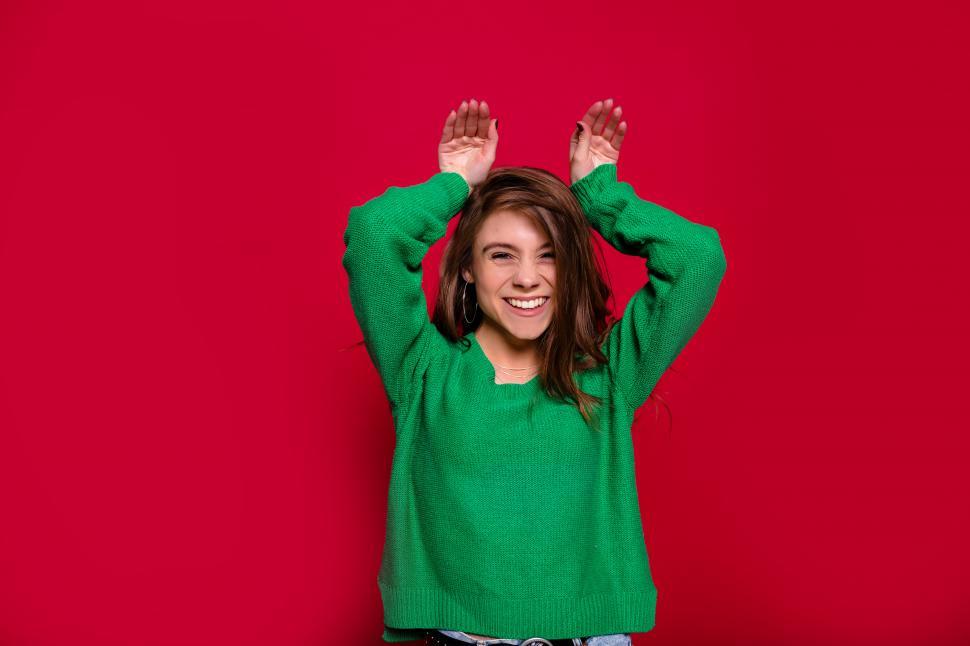 Free Image of Joyful caucasian girl expressing positive emotions 