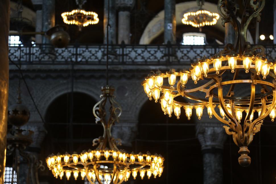 Free Image of Light Fixtures in the Hagia Sophia Grand Mosque, Istanbul 