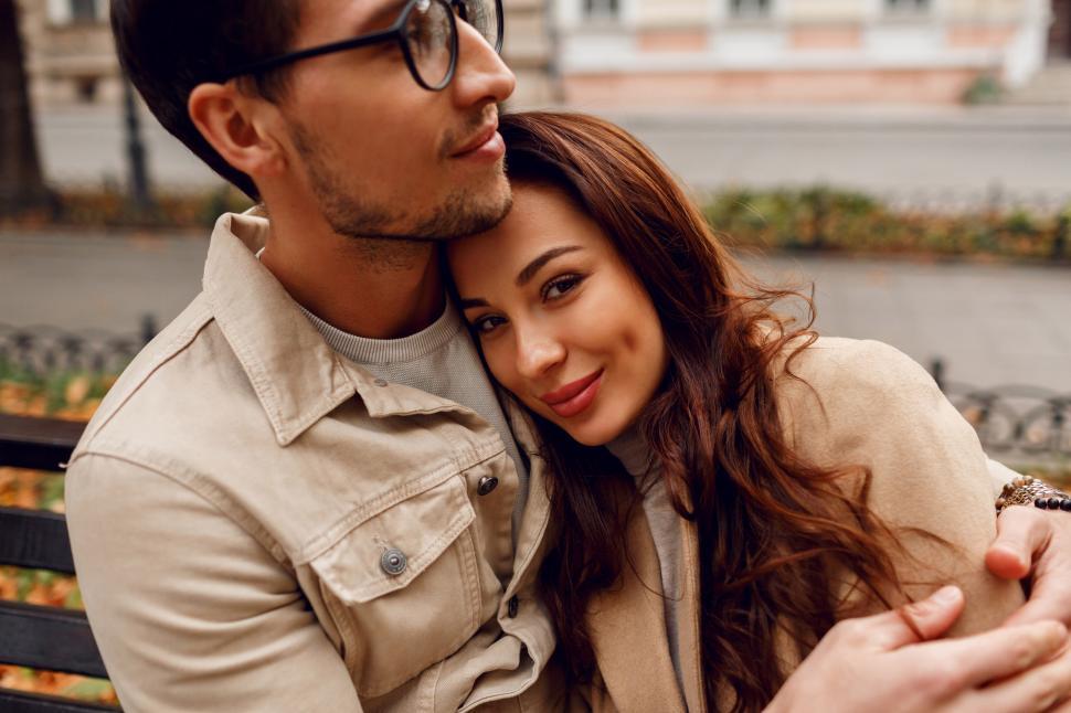 Free Image of European couple posing together in cold day 
