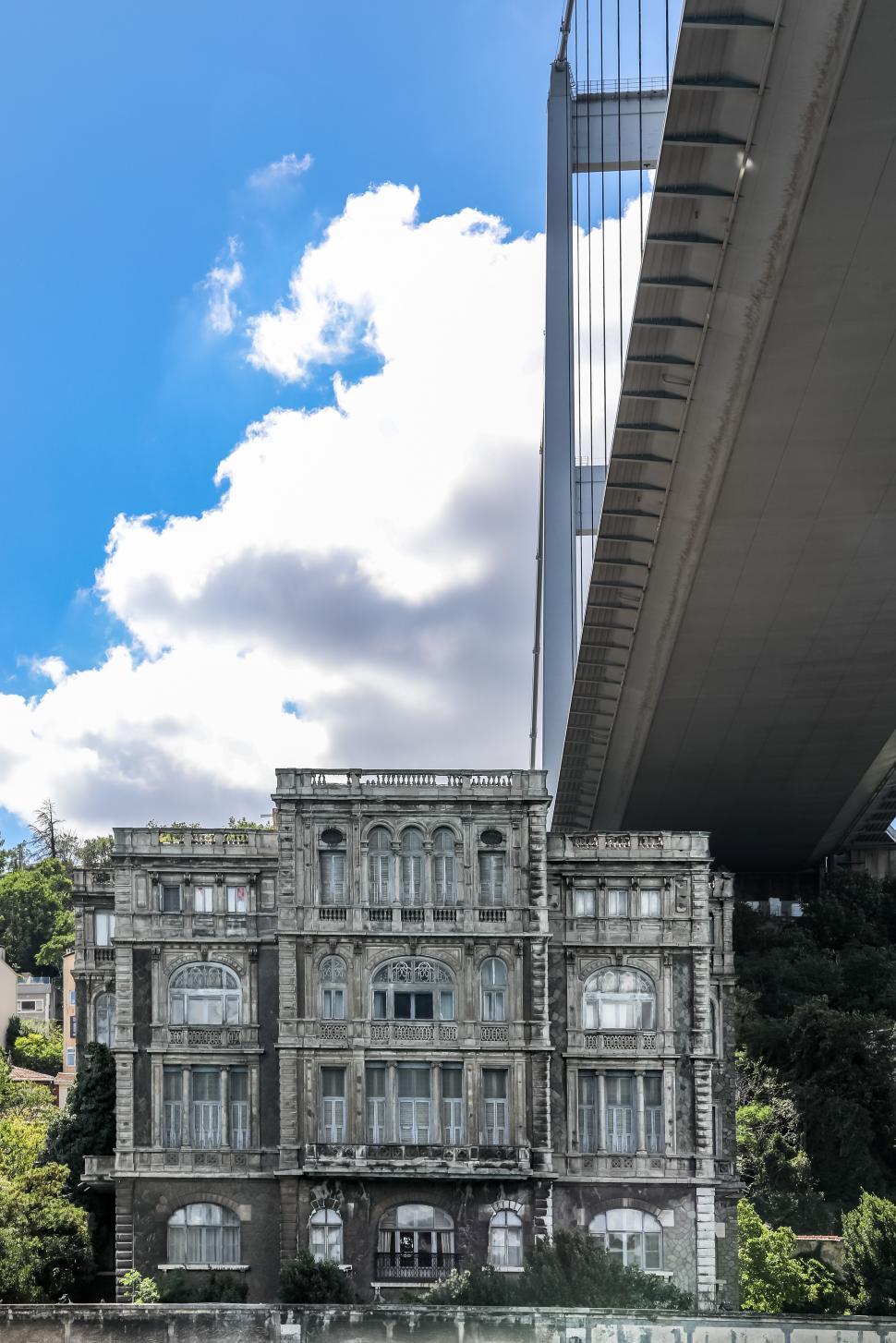 Free Image of Historic Buiding and Bridge over the Bosphorus Strait 