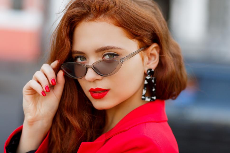 Free Image of Close up portrait of debonair ginger woman 