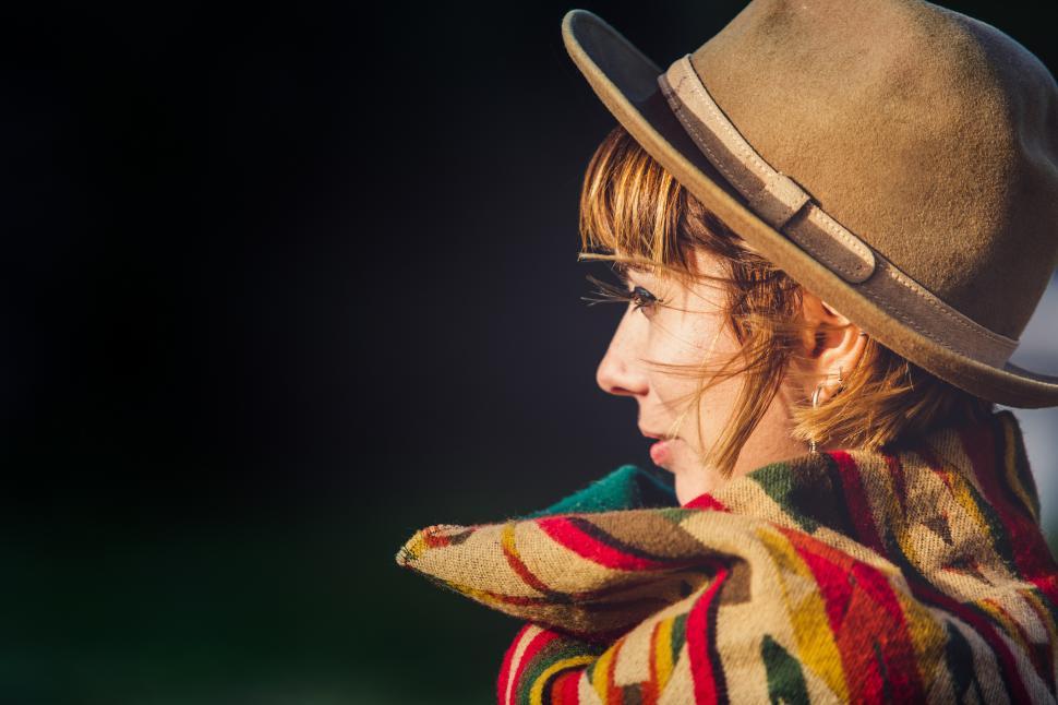 Free Image of profile of hipster girl with a posing outdoors 