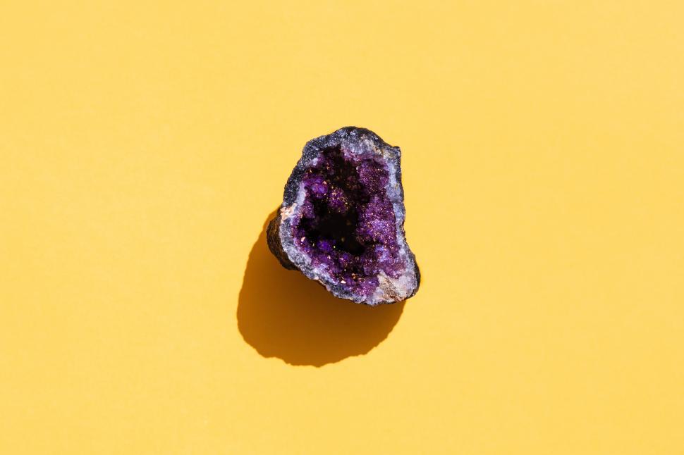 Free Image of inside pink mineral black rock close up 