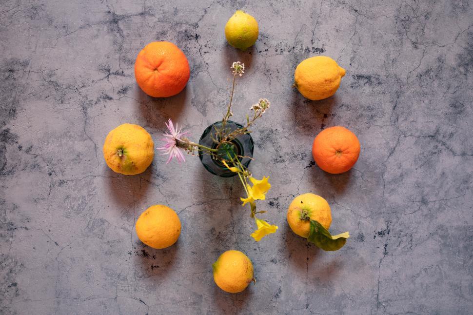 Free Image of citrus still life 
