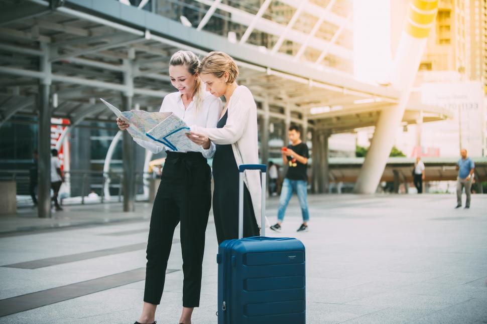 Free Image of Two caucasian Woman travelers 