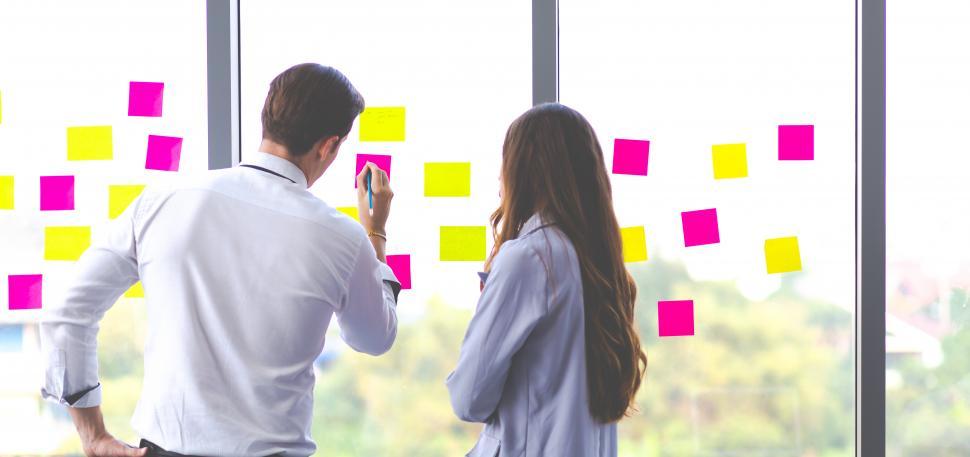 Free Image of Meeting In Boardroom with post it ideas 